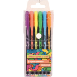 Ручки гелевые набор  6 цветов Devente Neon Black, флуоресцентные и неоновые цвета 5051812