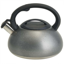 Чайник из нержавеющей стали со свистком 3,0л черная ручка, серый гранит Alpenkok AK-537