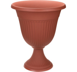 Вазон для цветов пластиковый Ливия высокий на ножке  7,1л d-30см h-38см терракотовый Idea М3202