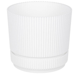 Кашпо пластиковое Стрип с поддоном 1,3л d-14см h-12,5см белый Idea М3246