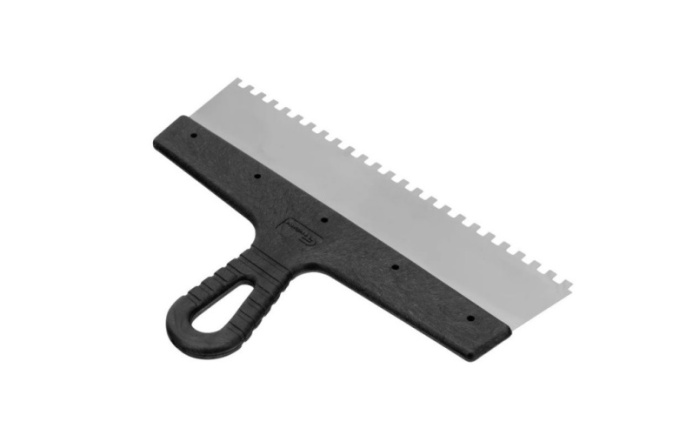 Шпатель нержавеющий 300мм пластиковая ручка, зуб 6х6мм Сибртех 85467