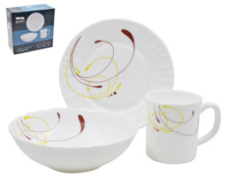 Набор для завтрака стеклокерамический 3 предмета (тарелка 180мм, салатник 630мл, кружка 250мл) Модена, в п/у Lavenir 3PCB 7081/99313