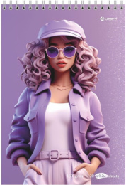 Тетрадь  20 листов А5 скетчбук Цвет сирени, гребень, твердая подложка 128/031427 LAMARK81461