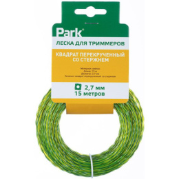 Леска для триммера квадратная перекрученная со стержнем 2,7мм, 15м, на подвесе Park 990622