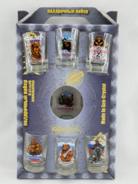 Набор Подарочный стеклянный  7 предметов (6 стопок + пепельница) Россия, в ассортименте, в п/у Gid Glass D1162/01+D1022/06