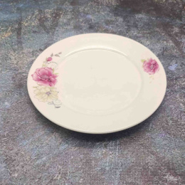 Тарелка фарфоровая мелкая 200мм белая с узором Цветочная фантазия Радужный Дом РД85202