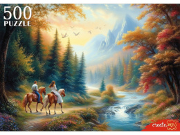 Пазлы  500 элементов Пара на лошадях и в горах Ф500-8263