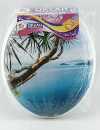 Сиденье для унитаза мягкое с рисунком Пальма Океан В-25