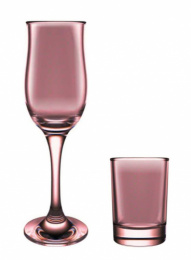 Двойка - набор стеклянный 12 предметов (6 бокалов для шампанского + 6 стопок) Лилак, в п/у Декостек 1612-Н7