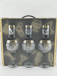 Двойка - набор стеклянный 12 предметов (6 бокалов для вина + 6 стопок) Ностальгия с напылением, в п/у Gid Glass GN44411+1022ch