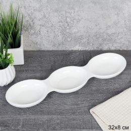 Менажница фарфоровая 3 секции фигурная 320х180мм, белый VFR-15/747926