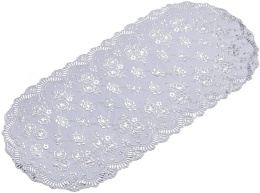 Салфетка виниловая овальная 60х100см Лейс, серебро Grace LO-1026B