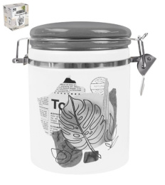 Банка для сыпучих керамическая (доломит) с клипсой  650мл Сегодня, в п/у Lavenir HC800-L812