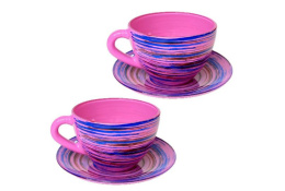 Набор чайный стеклянный 4 предмета Дуэт Торнадо фуксия-голубой, в п/у Декостек 2222-Н