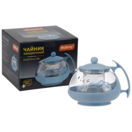 Чайник заварочный стекло+пластик 0,75л с металлическим фильтром Decotto-G-750 Mallony 910114