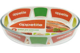 Форма для запекания стеклянная жаропрочная овальная 26х18х6см 1,6л Appetite PL12