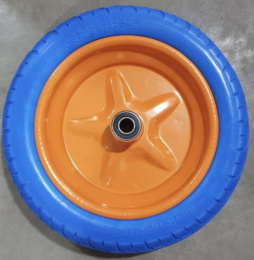 Колесо для тачки строительной/садовой литое 2-колесной полиуретановое 340мм, 3,00х8, внутренний d-20мм Mawipro PU1320