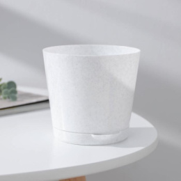 Горшок для цветов пластиковый Oregano с прикорневым поливом 0,5л d-10см мраморный IDIland 221602033/01