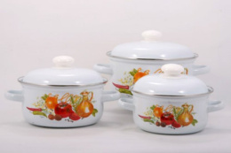 Эмаль набор посуды Стэма 3 предм. кастрюли цилиндрические с металл. крышками 1,5л, 2л, 3л Итальянская кухня Лысьвенские эмали 124/4АП2