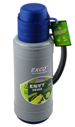 Термос  1,8л стеклянная колба узкое горло пластиковый корпус пластиковая ручка 2 крышки-кружки Exco EN 180