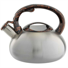 Чайник из нержавеющей стали со свистком 2,5л черная мраморная ручка, сатин Webber BE-0601