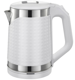 Чайник электрический 2,0л 1800Вт, нержавеющая сталь, пластик, диск, белый Maxtronic MAX-106