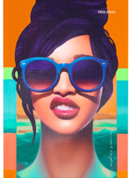 Книжка записная А6  64 листа Девушка в очках, книжный переплет 64-9593