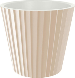 Горшок для цветов пластиковый Sand со вставкой 15,8л d-32см h-30,2см на колесиках молочный шоколад InGreen IG640410047