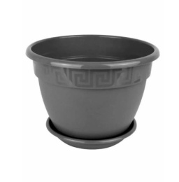 Горшок для цветов пластиковый Антик с поддоном 16,6л d-36см h-28см антрацит 5plast 5PL0710