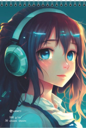 Тетрадь  30 листов А5 скетчбук Музыка, кремовая бумага, 160г/м2, твердая подложка 126/031354