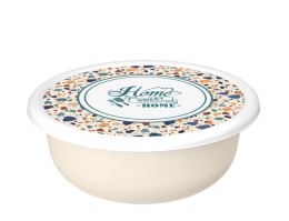 Миска пластиковая с крышкой 2,1л Modena с декором Терраццо, светло-бежевый Homver 223133925/01