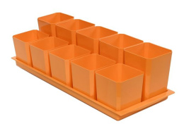 Набор для рассады пластиковый двухуровневый (5шт.х 500мл + 5шт.х 750мл), 460х180х120мм, оранжевый* Чипполино 0342*