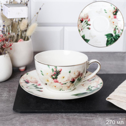 Чайная пара фарфоровая 270мл Белая роза, в п/у White Lily 17-126#/744462