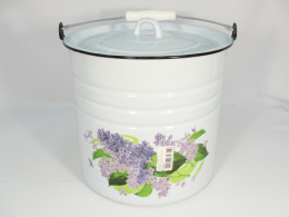 Ведро эмалированное 12л цилиндрическое с металл. крышкой с декором Магн Эмаль Магнитогорск 1224/4