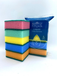 Губки для посуды с чистящим слоем набор  5шт. 9х6х3,5см, Макси Pride ГХ008