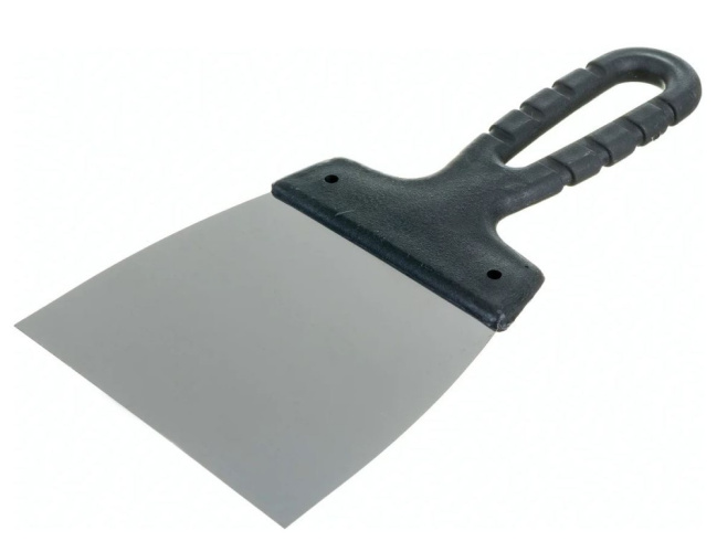 Шпатель нержавеющий 100мм пластиковая ручка Сибин 10079-100