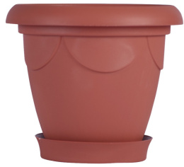 Кашпо пластиковое Верона с поддоном  2,0л d-18,5см h-16см терракотовый Ар-Пласт 07012