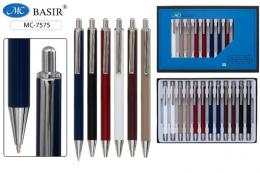 Ручка подарочная автоматическая, металлическая, синяя, корпус ассорти МС-7575