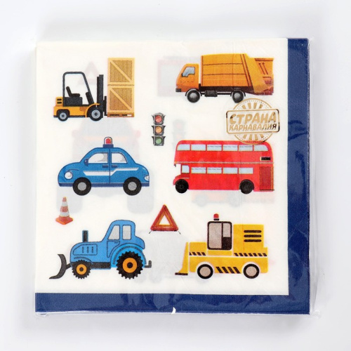 Салфетки бумажные  20шт. 33х33см Автомобили Страна Карнавалия 4624442