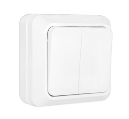 Выключатель для открытой установки Олимп 2 клавиши 10А, белый UNIVersal О0023