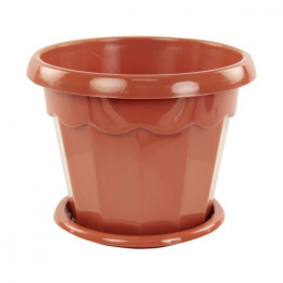Горшок для цветов пластиковый Гармония с поддоном  1,5л коричневый Альтернатива М1574