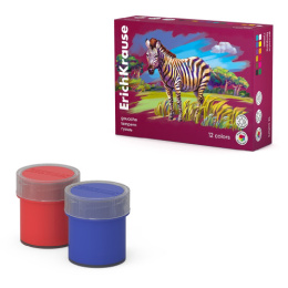 Гуашь 12 цветов ErichKrause Safari с УФ защитой яркости, по 20мл 61423