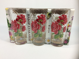 Набор стаканов стеклянных 6шт. 230мл высокие Роза, в п/у Декостек 146-Д