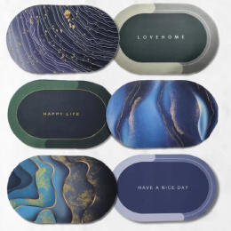 Коврик напольный влаговпитывающий, ПВХ + диатомитовые волокна 48х 78см Абстракция, овальный Радужный Дом РД68496