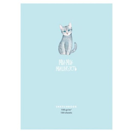 Тетрадь 100 листов скетчбук BG Милая кошечка, твердый переплет С5т100_лм_ВЛ 9837