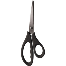 Ножницы 21 см Devente, усиленные, пластиковые кольца, черные, в картон. блистере 4091705