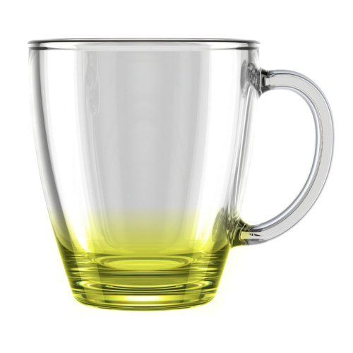 Кружка стеклянная 350мл цветное дно микс Декостек 2025-Н9