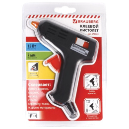 Пистолет клеевой Brauberg 15Вт, диаметр клеевого стержня 7мм 670322