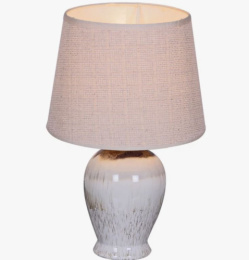 Лампа настольная с текстил. абажуром 40Вт цоколь - Е14 d-22см h-34см основание - керамика, бежевый Reluce 16555-0.7-01DY