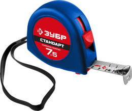 Рулетка  7,5м х 25мм обрезиненный корпус Зубр 34016-8